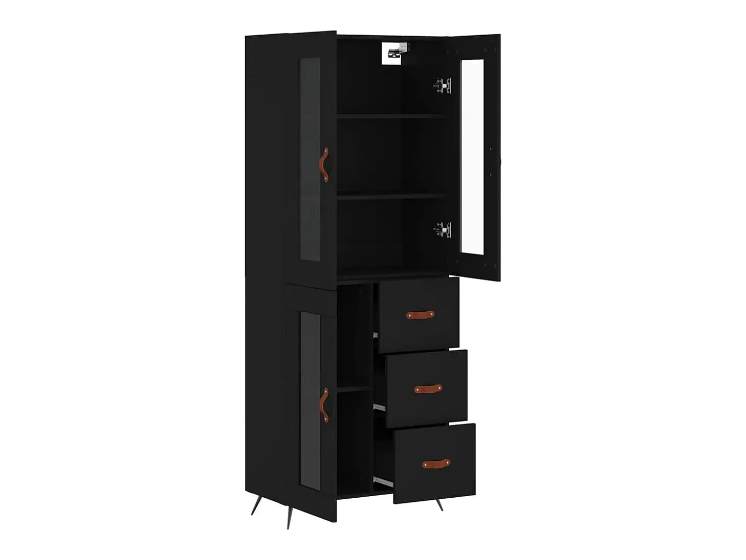 Aparador alto negro 69,5x34x180 cm Madera contrachapada