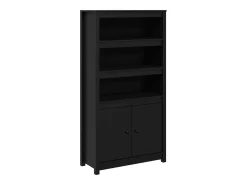 Aparador alto Negro 80x35x154 cm Madera maciza de pino