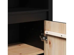 Aparador alto Negro 80x35x154 cm Madera maciza de pino