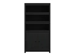 Aparador alto Negro 80x35x154 cm Madera maciza de pino