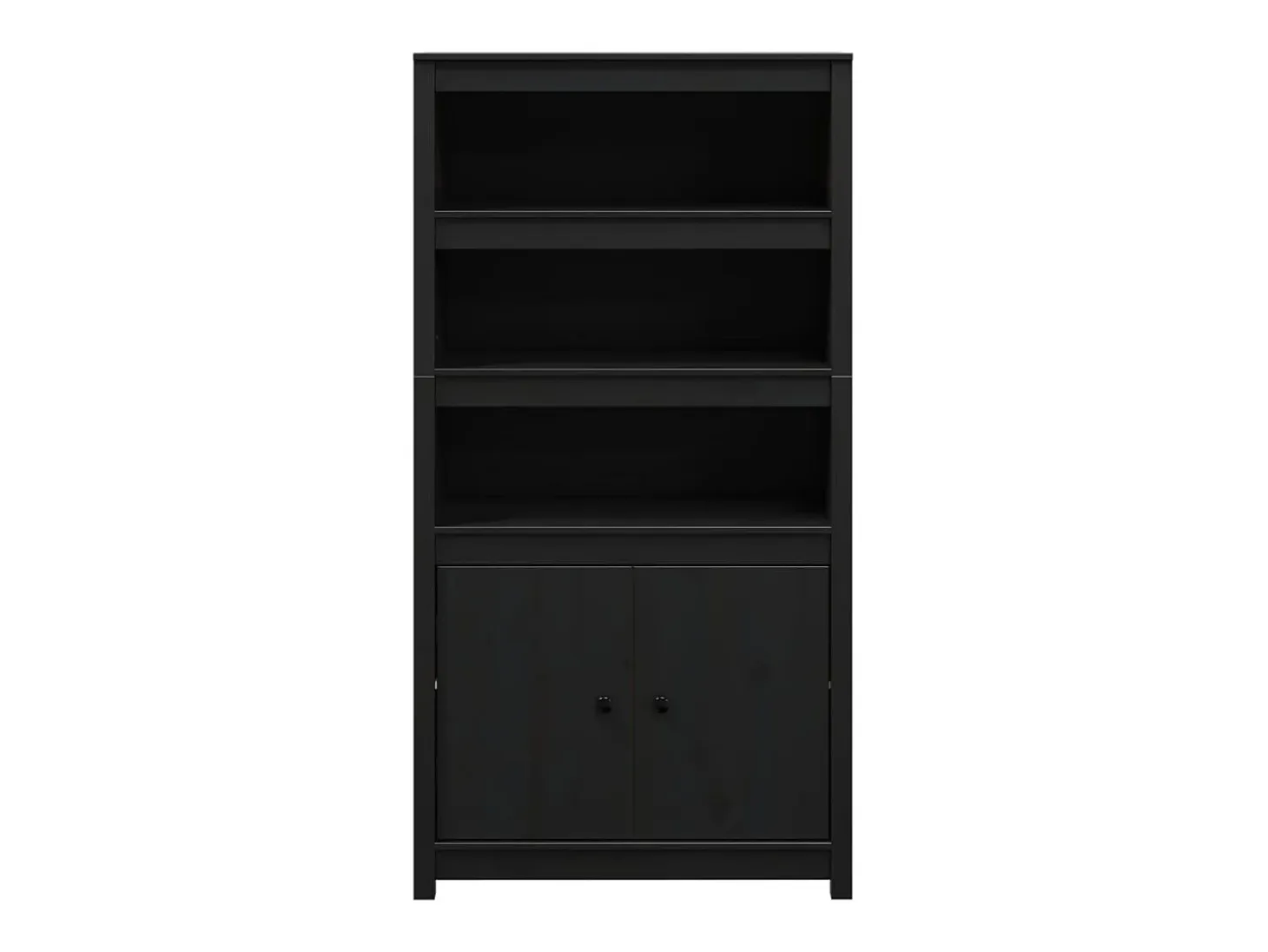 Aparador alto Negro 80x35x154 cm Madera maciza de pino