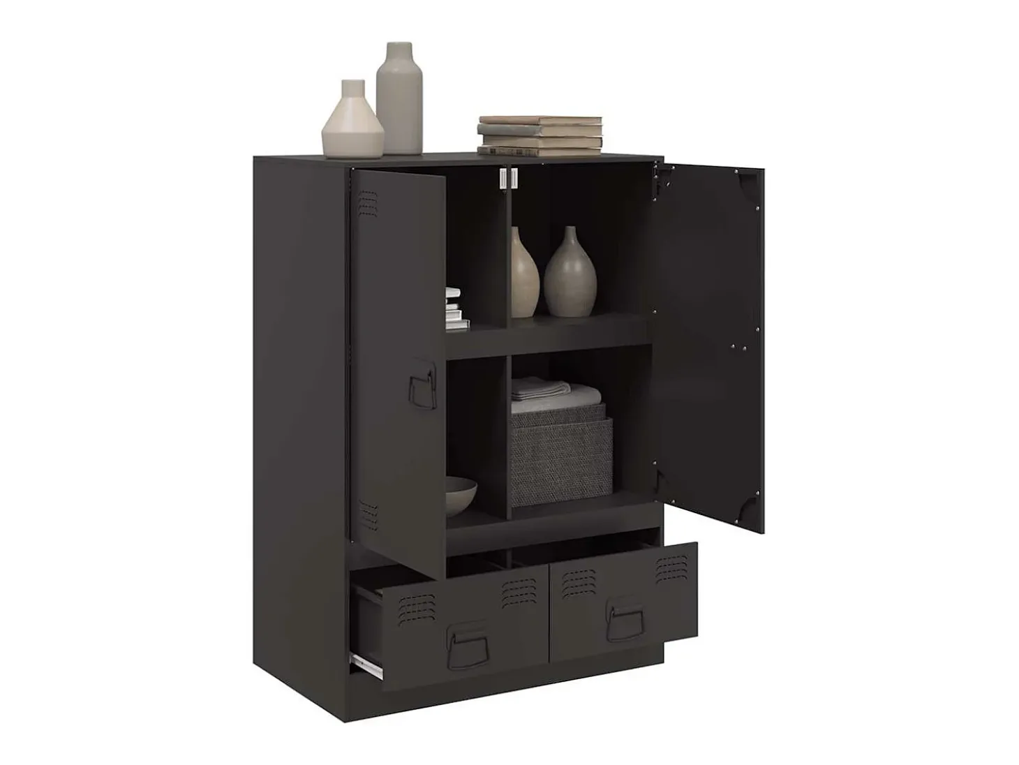Aparador alto negro 67x39x95 cm acero