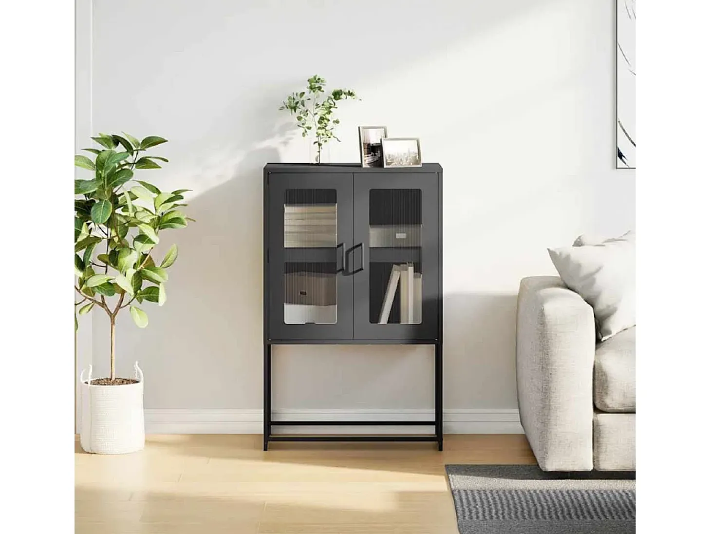 Aparador alto negro 68x39x107 cm acero