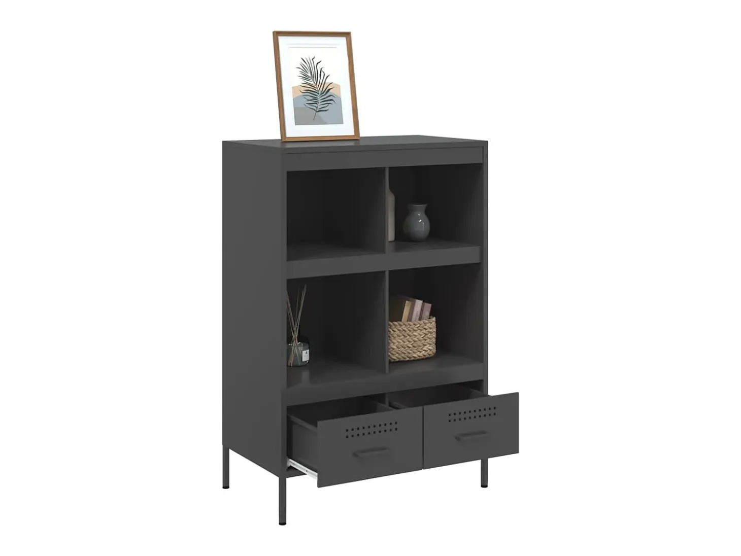 Aparador alto negro 68x39x101,5 cm acero