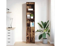 Aparador alto roble ahumado 37,5x35x180 cm madera de ingeniería