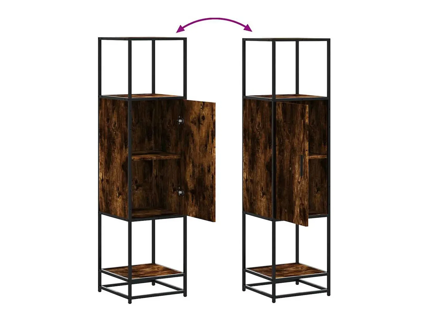 Aparador alto roble ahumado 35,5x35x139 cm madera contrachapada metal