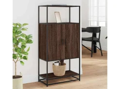 Aparador alto roble marrón 68x35x139 cm madera contrachapada metal