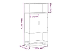 Aparador alto roble marrón 68x35x139 cm madera contrachapada metal