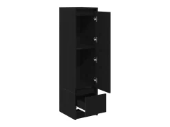 Aparador alto roble negro 29,5x34x119,5 cm madera de ingeniería