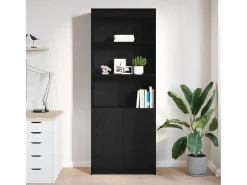 Aparador alto roble negro 70x35x180 cm madera de ingeniería