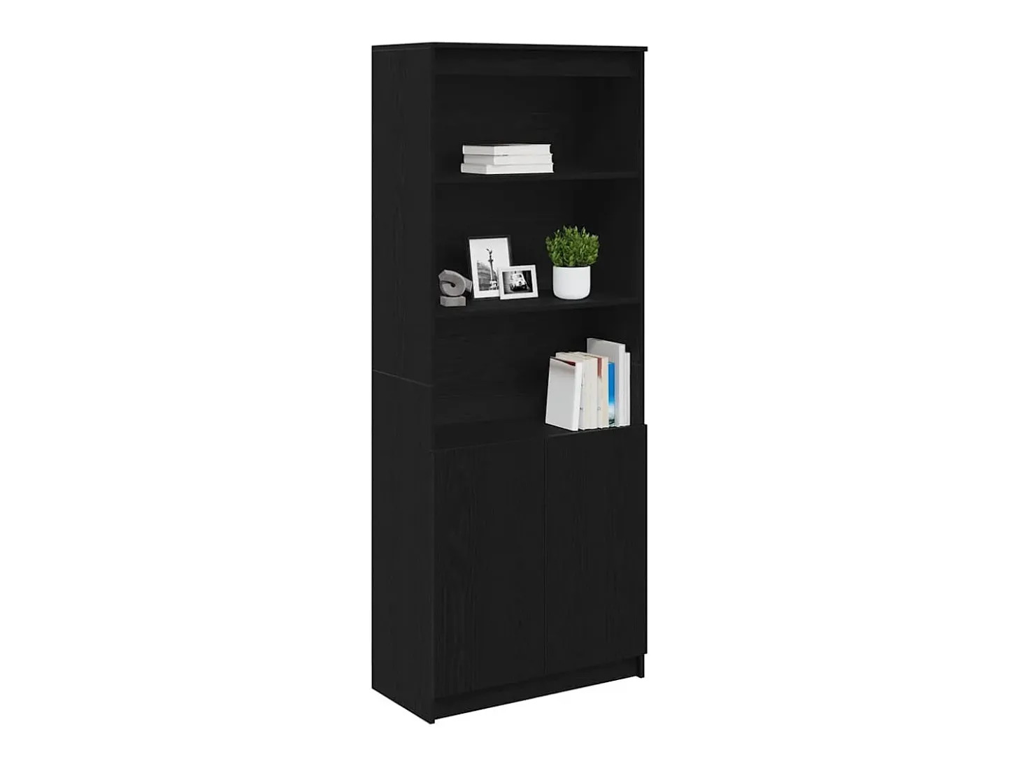 Aparador alto roble negro 70x35x180 cm madera de ingeniería