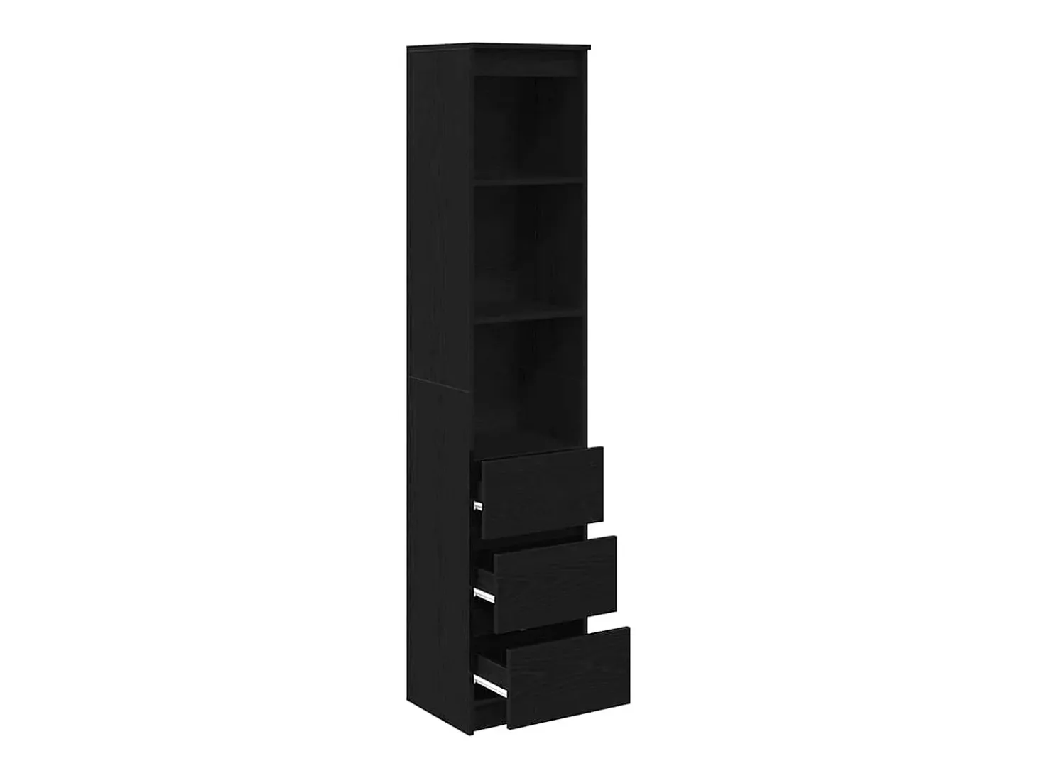 Aparador alto roble negro 37,5x35x180 cm madera de ingeniería