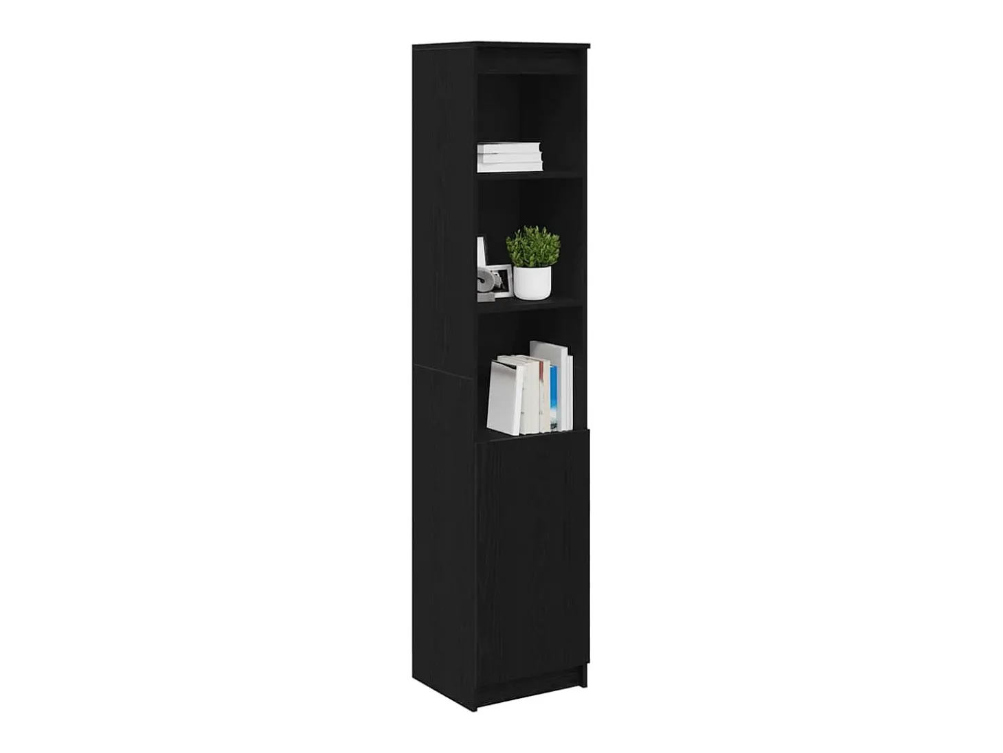 Aparador alto roble negro 37,5x35x180 cm madera de ingeniería