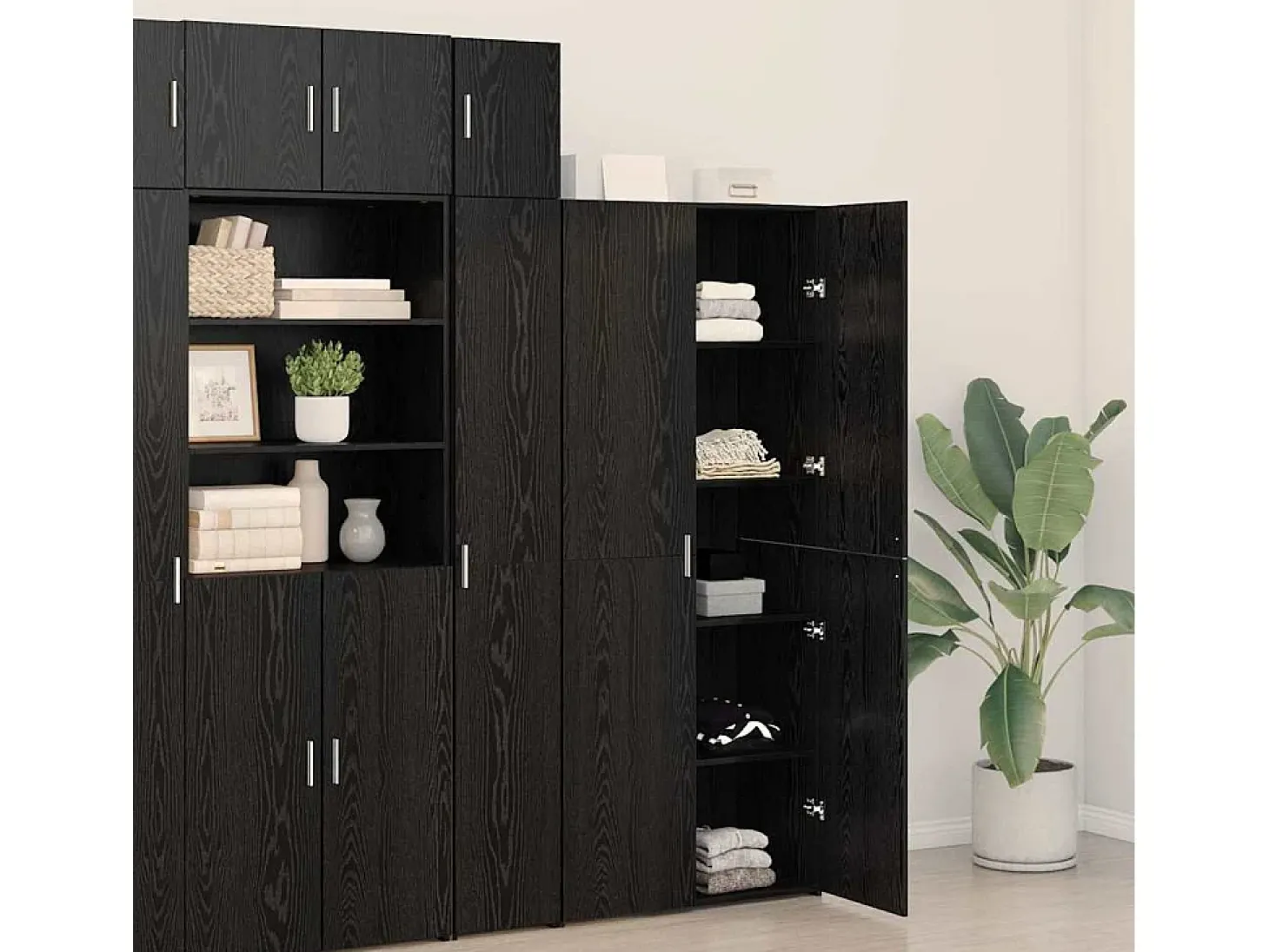 Aparador alto Roble negro 40x42,5x185 cm Madera