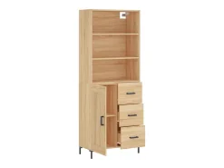 Aparador alto roble Sonoma 69,5x34x180 cm Madera de ingeniería