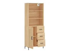 Aparador alto roble Sonoma 69,5x34x180 cm Madera de ingeniería