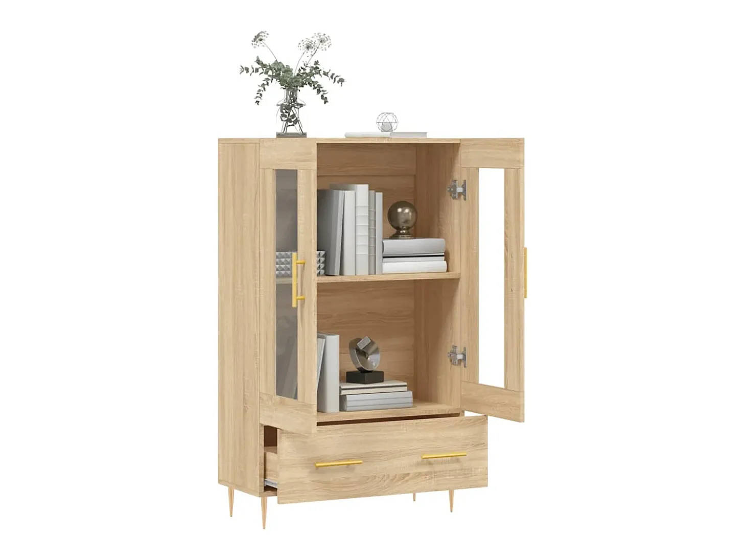 Aparador alto roble Sonoma 69,5x31x115 cm madera de ingeniería