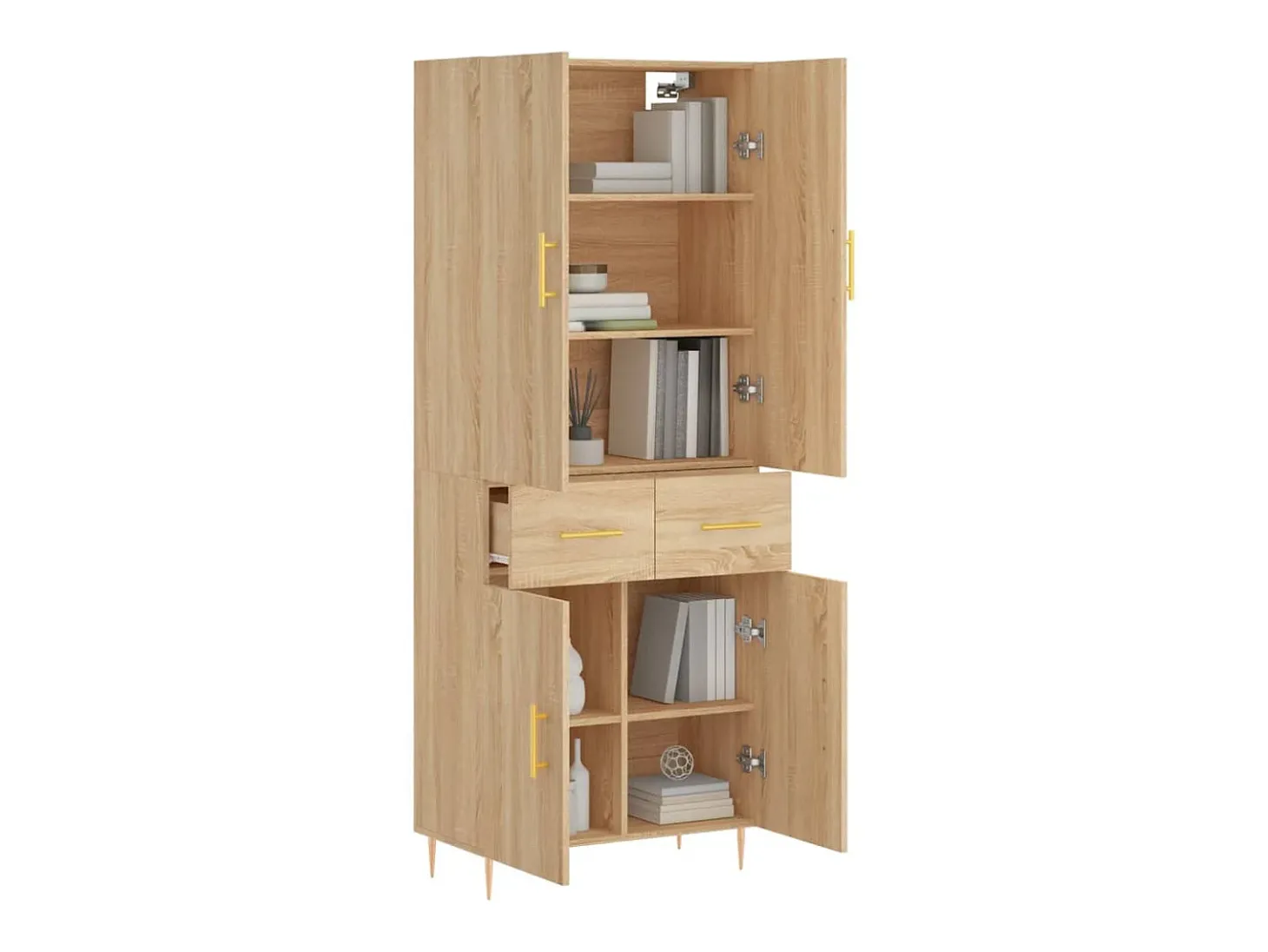 Aparador alto roble Sonoma 69,5x34x180 cm Madera de ingeniería
