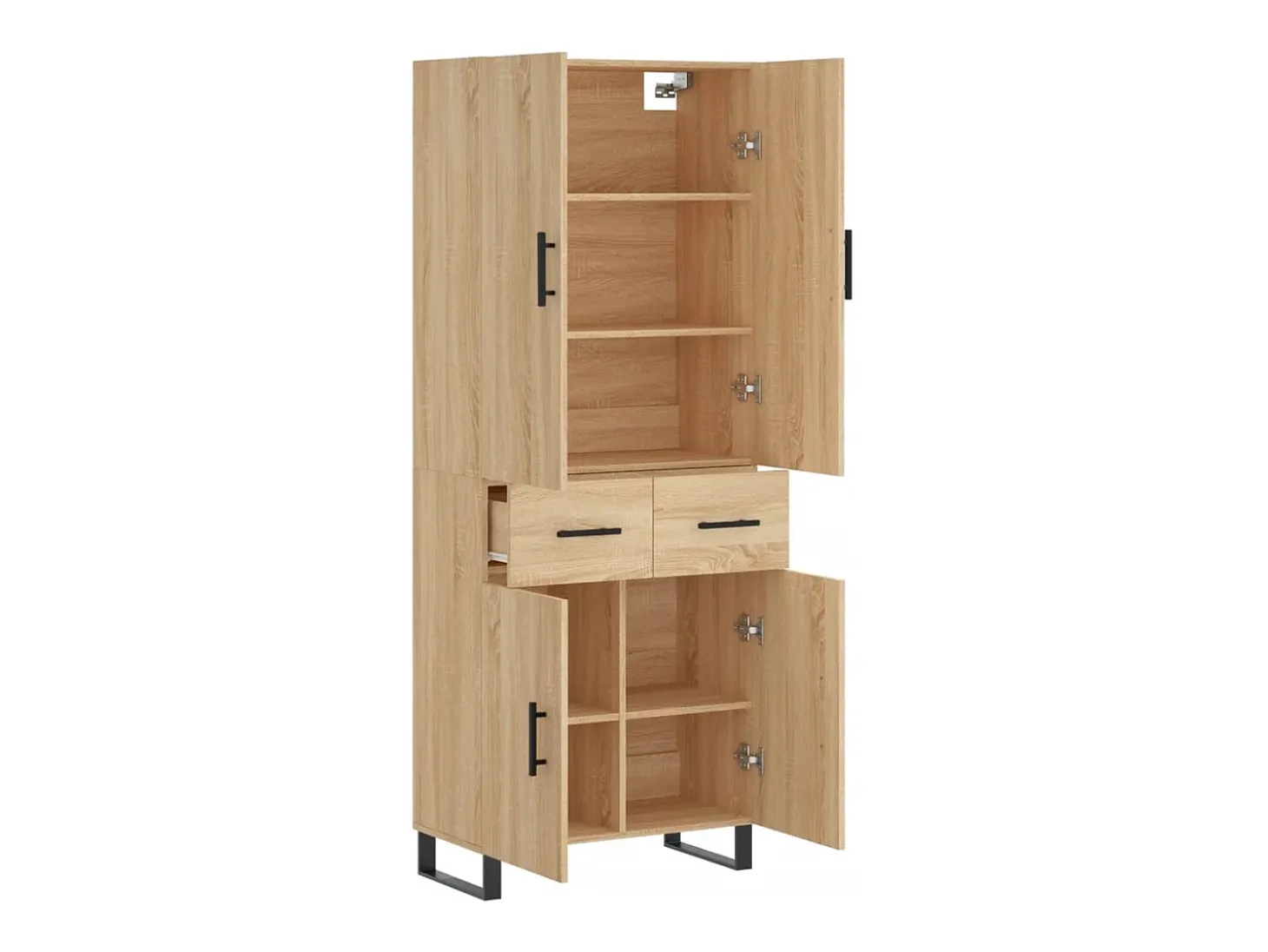 Aparador alto roble Sonoma 69,5x34x180 cm Madera de ingeniería