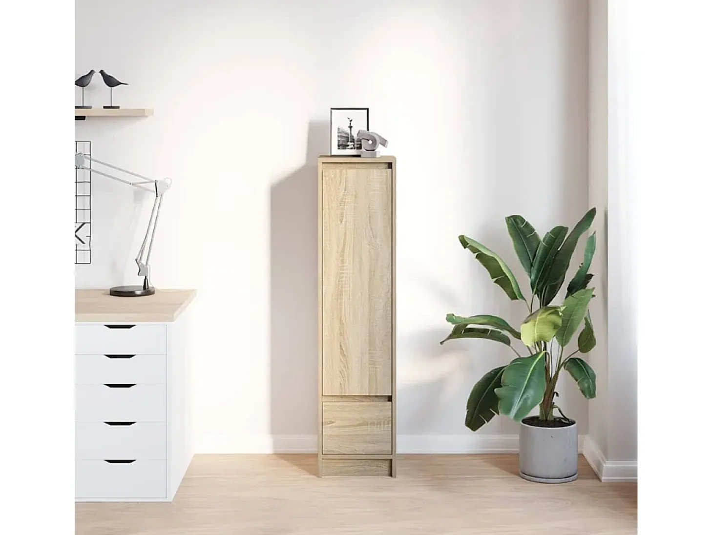 Aparador alto roble Sonoma 29,5x34x119,5cm madera de ingeniería