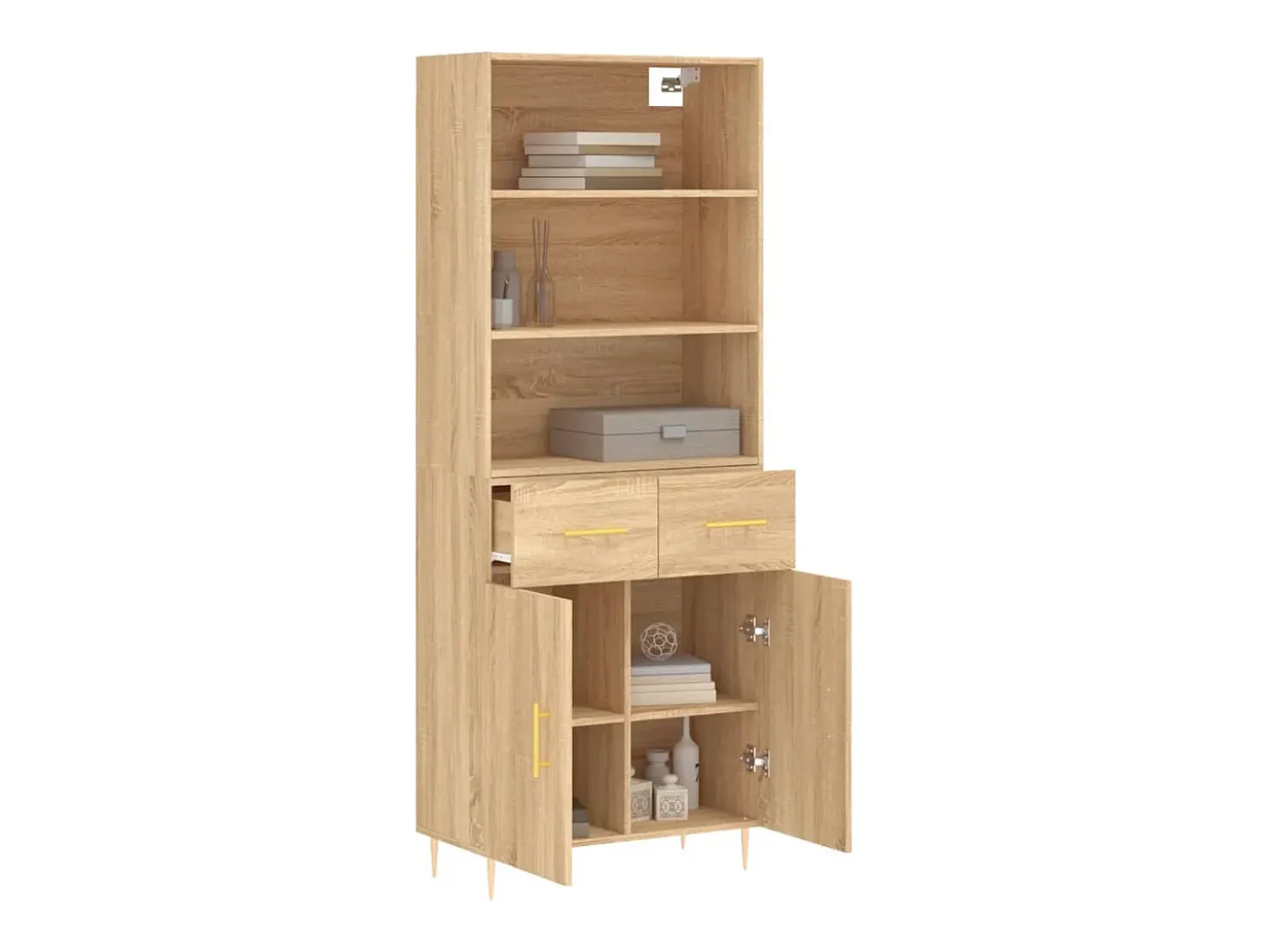 Aparador alto roble Sonoma 69,5x34x180 cm Madera de ingeniería