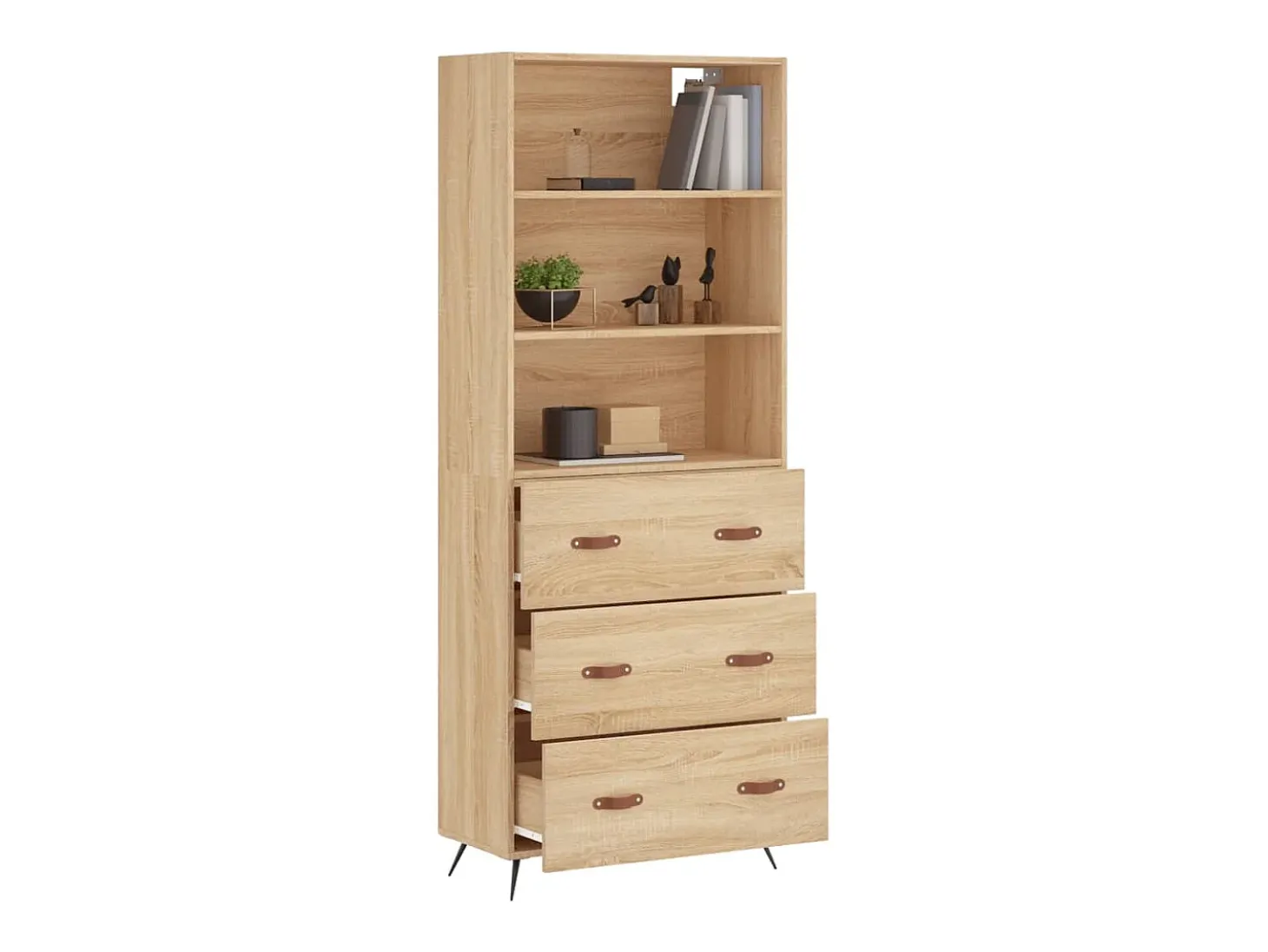 Aparador alto roble Sonoma 69,5x34x180 cm Madera de ingeniería