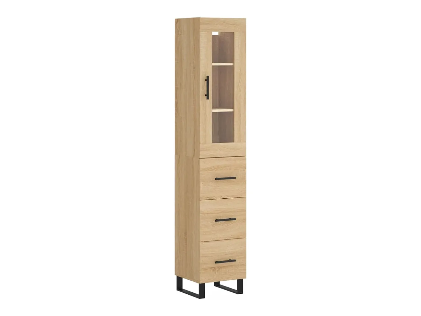 Aparador alto roble Sonoma 34,5x34x180 cm Madera de ingeniería
