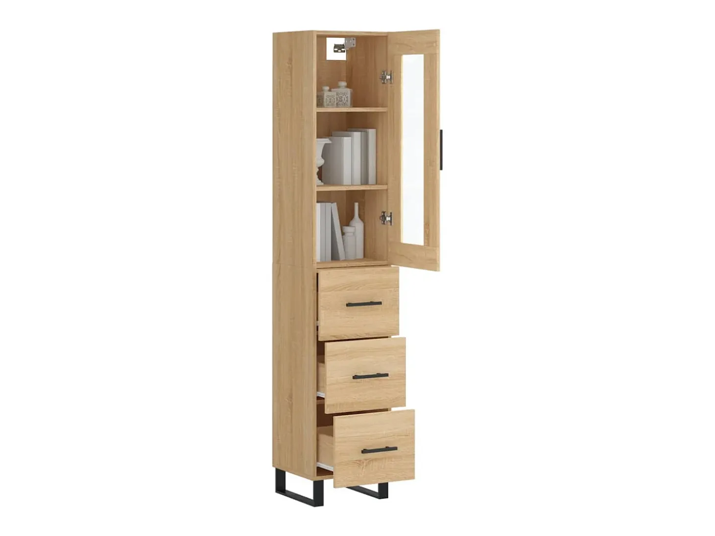 Aparador alto roble Sonoma 34,5x34x180 cm Madera de ingeniería