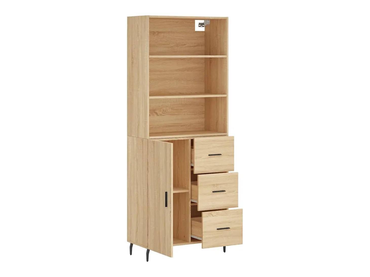 Aparador alto roble Sonoma 69,5x34x180 cm Madera de ingeniería