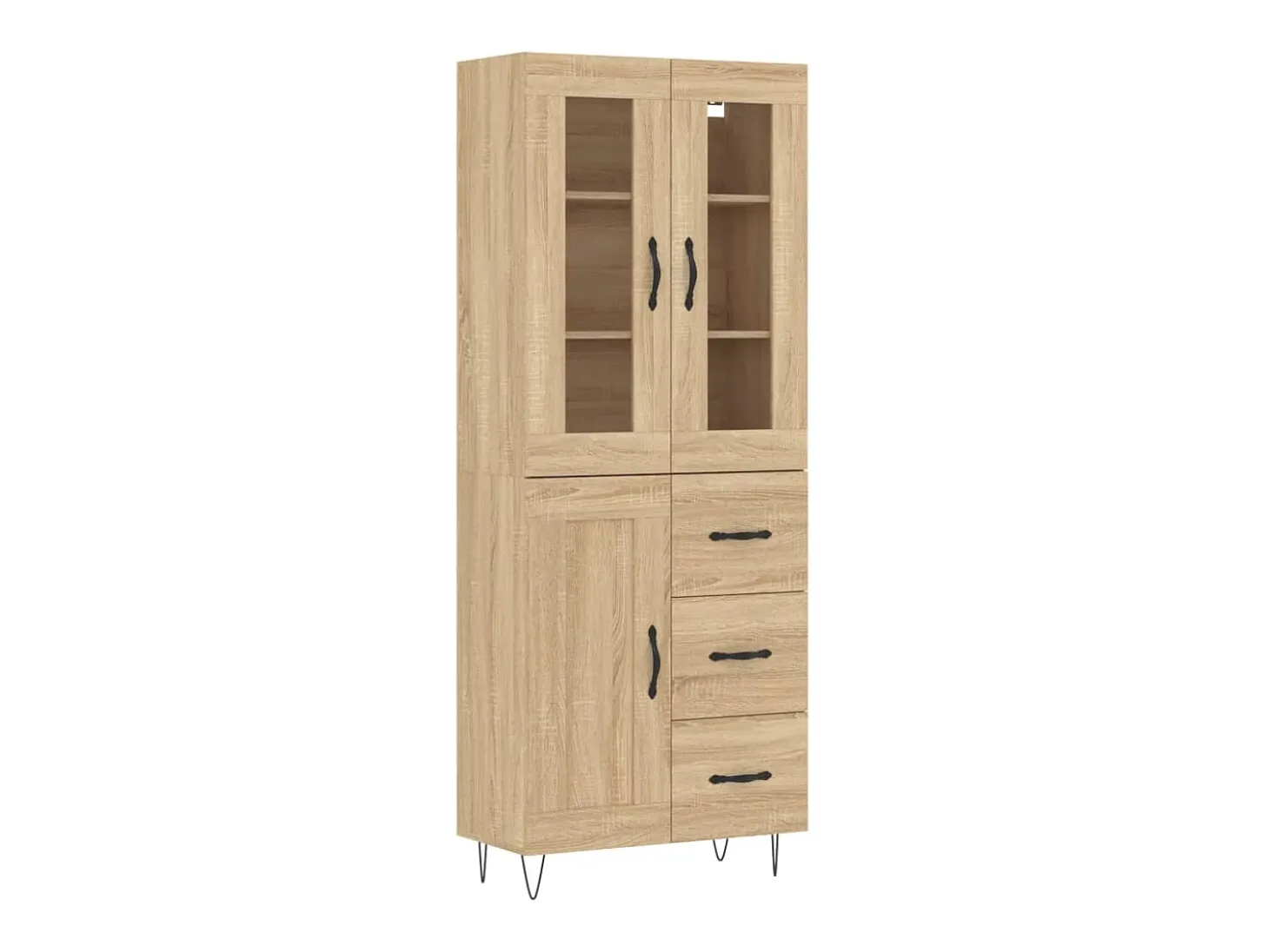 Aparador alto roble Sonoma 69,5x34x180 cm Madera de ingeniería