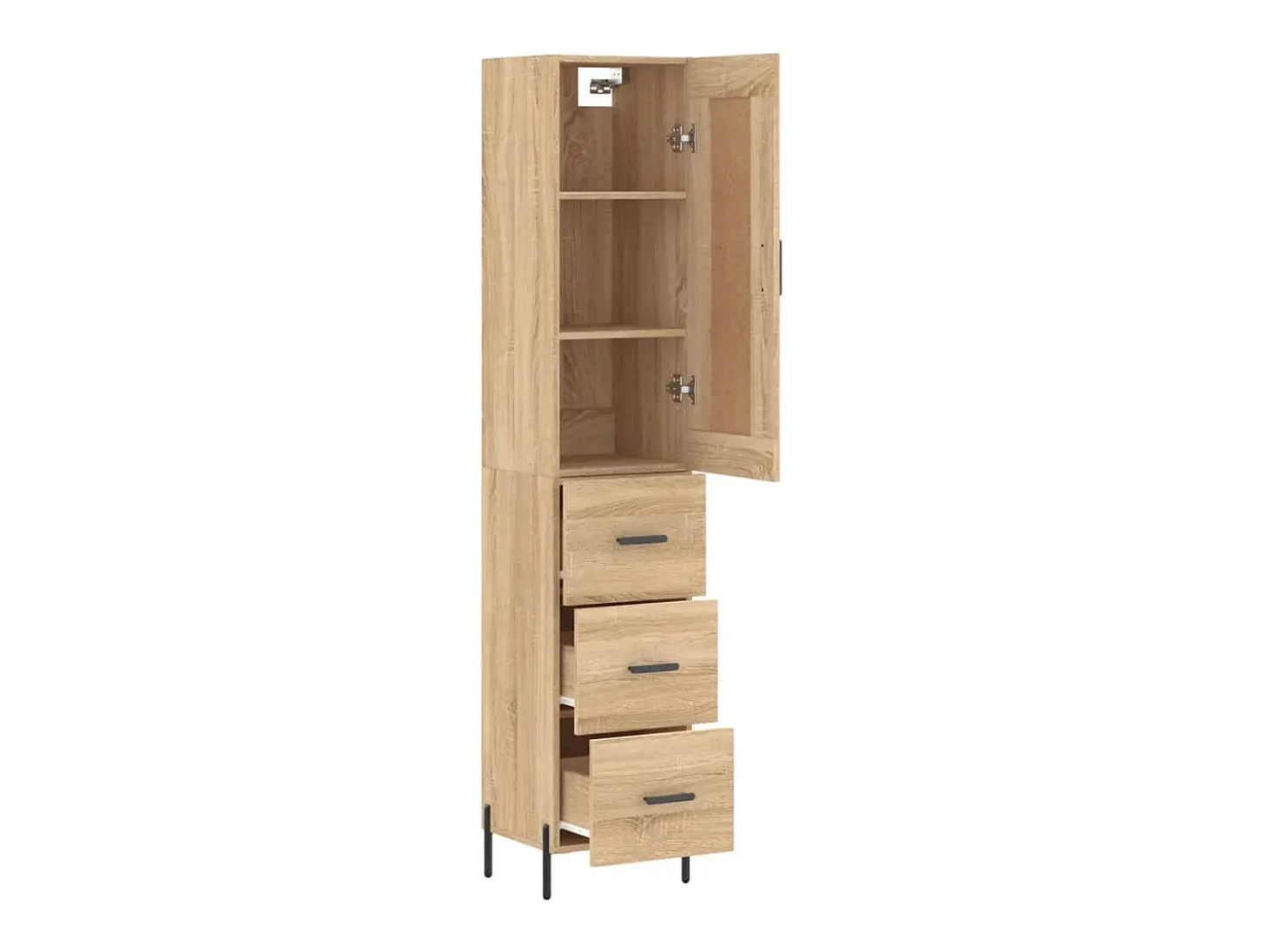 Aparador alto roble Sonoma 34,5x34x180 cm Madera de ingeniería
