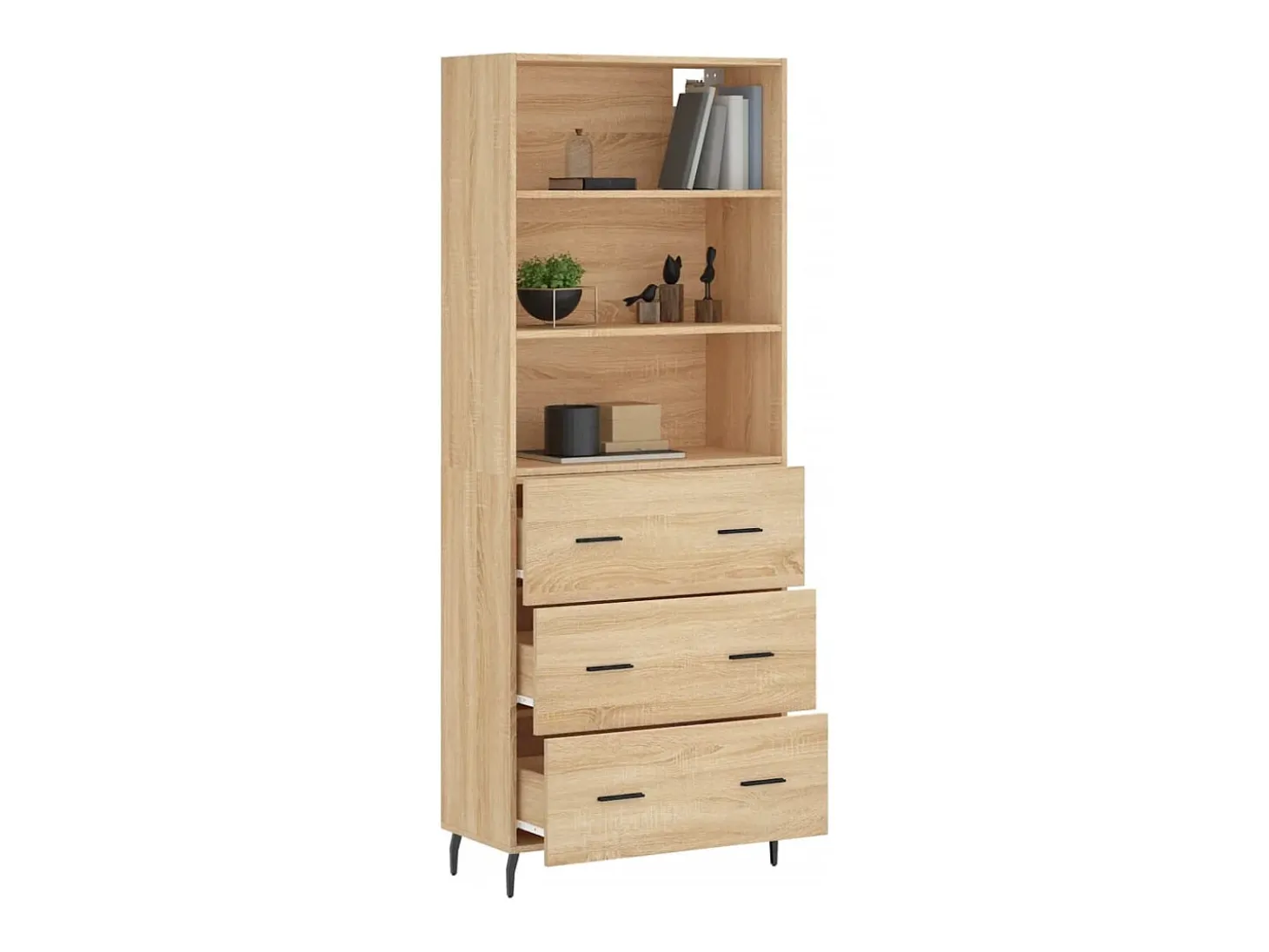 Aparador alto roble Sonoma 69,5x34x180 cm Madera de ingeniería