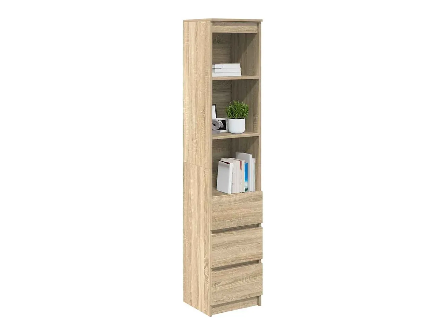 Aparador alto roble Sonoma 37,5x35x180 cm madera de ingeniería