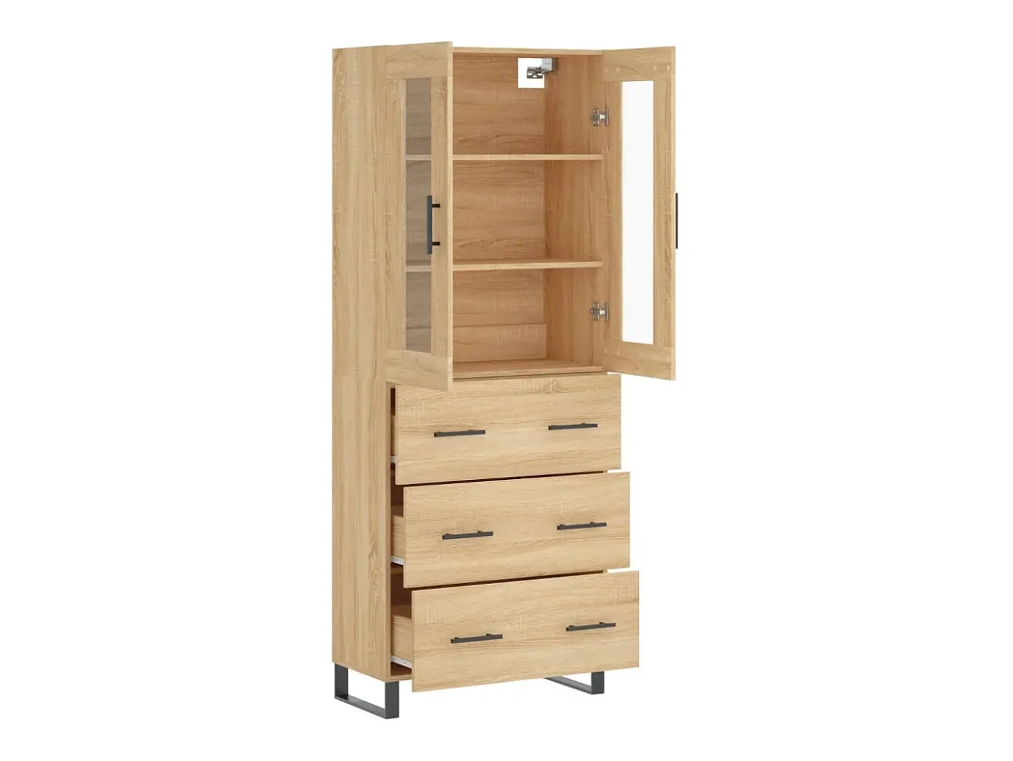 Aparador alto roble Sonoma 69,5x34x180 cm Madera de ingeniería