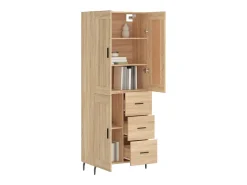 Aparador alto roble Sonoma 69,5x34x180 cm Madera de ingeniería