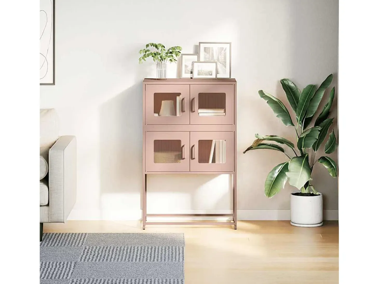 Aparador alto rosa 68x39x107 cm acero