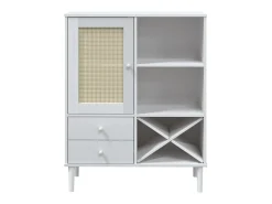 Aparador alto SENJA aspecto de ratán madera blanco 90x40x112 cm ES50505