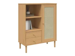 Aparador alto SENJA aspecto de ratán madera marrón 90x40x112 cm