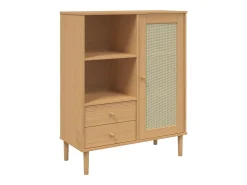 Aparador alto SENJA aspecto de ratán madera marrón 90x40x112 cm