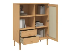 Aparador alto SENJA aspecto de ratán madera marrón 90x40x112 cm