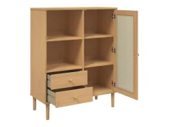 Aparador alto SENJA aspecto de ratán madera marrón 90x40x112 cm
