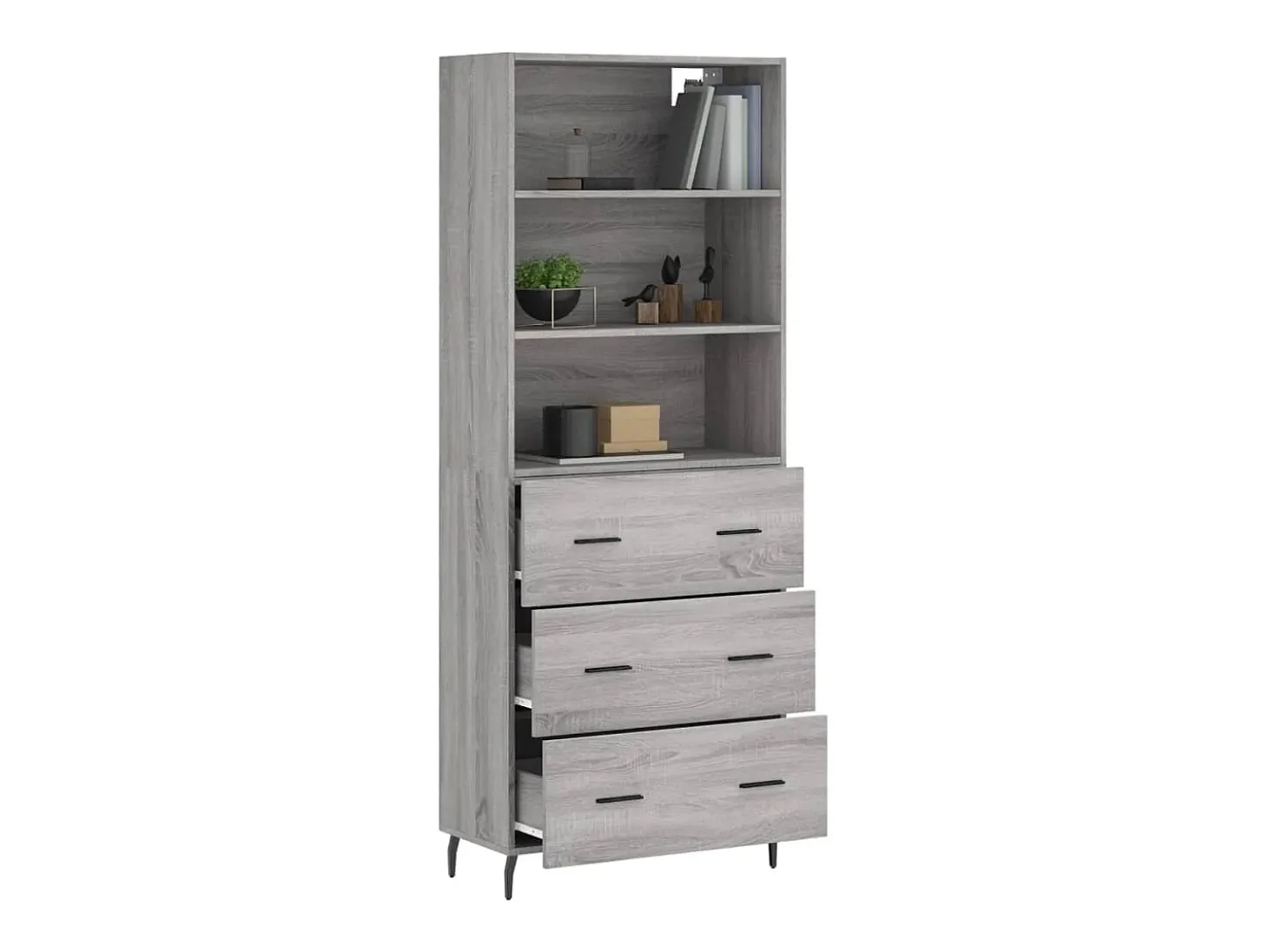 Aparador alto Sonoma gris 69,5x34x180 cm Madera de ingeniería
