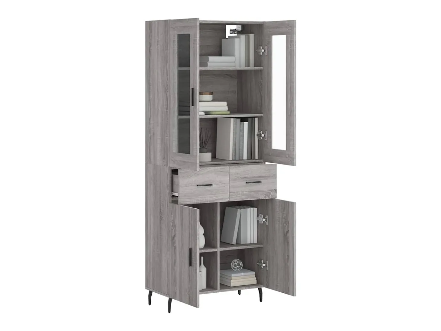 Aparador alto Sonoma gris 69,5x34x180 cm Madera de ingeniería