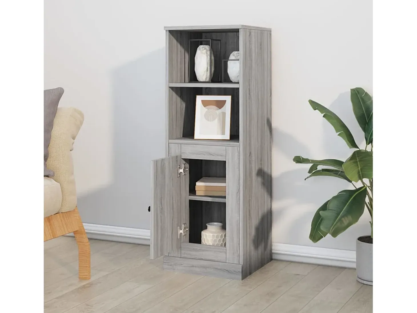 Aparador alto Sonoma gris 36x35,5x103,5 cm madera de ingeniería