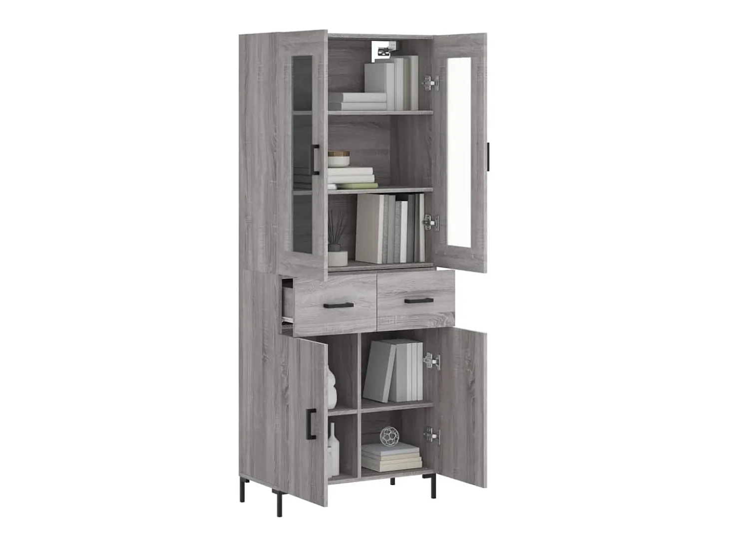 Aparador alto Sonoma gris 69,5x34x180 cm Madera de ingeniería