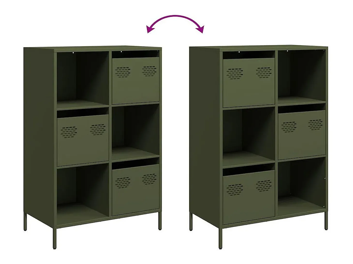 Aparador alto verde oliva 68x39x103,5 cm acero