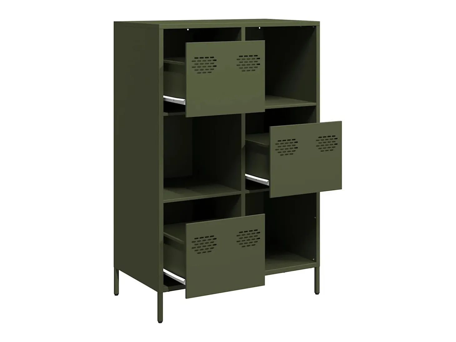 Aparador alto verde oliva 68x39x103,5 cm acero