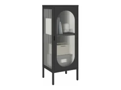 Aparador alto vidrio y acero negro 40x35x105 cm ES303077