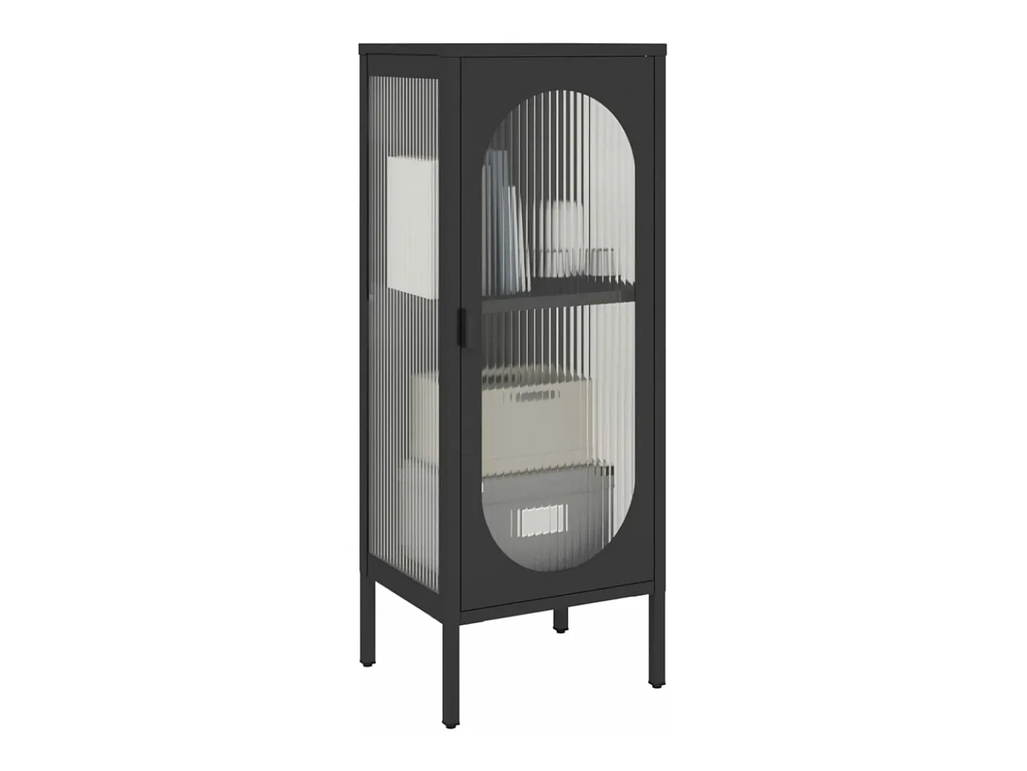 Aparador alto vidrio y acero negro 40x35x105 cm ES303077