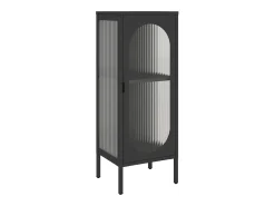 Aparador alto vidrio y acero negro 40x35x105 cm ES303077